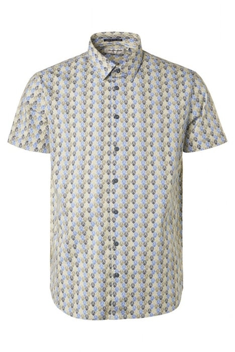 SHIRT SHORT SLEEVE ALLOVER PRINTED STRETCH WASHED BLUE 4