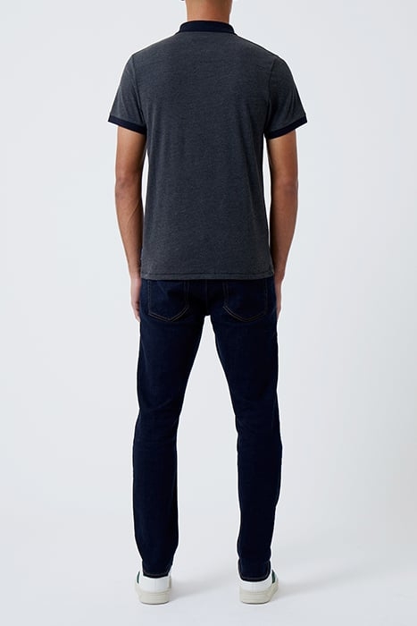 CONTRAST COLLAR POLO SHIRT CHARCOAL MEL/DK NAVY 2