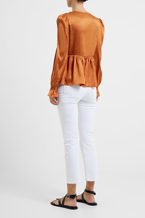 INU SATIN V-NECK EMPIRE TOP HONEY BRONZE 3