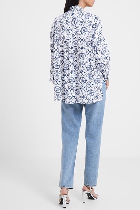 RHODES PRINTED POPLIN POPOV SHIRT WHITE/BLUE 2
