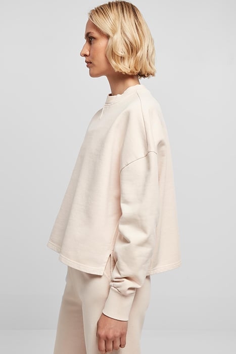 LADIES HEAVY TERRY GARMENT DYE CREWNECK PINK 6