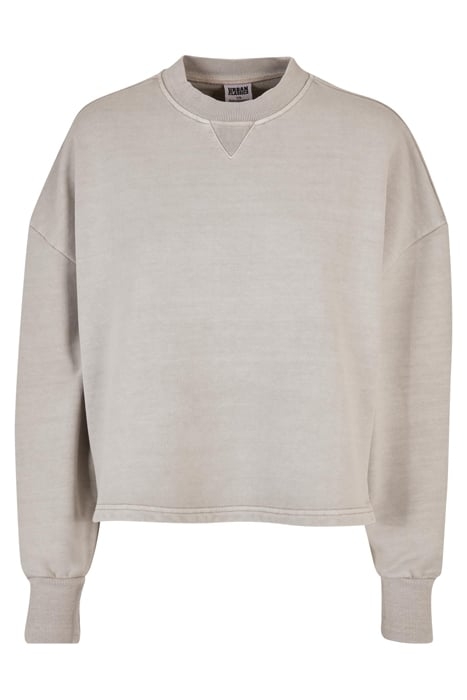 LADIES HEAVY TERRY GARMENT DYE CREWNECK WARMGREY 4