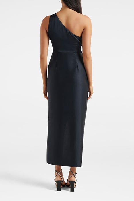 MELISSA ONE SHOULDER SATIN DRESS NAVY 2