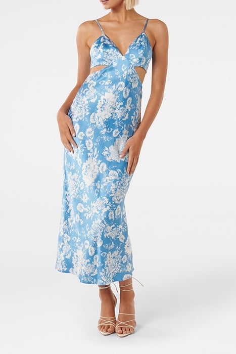 ANGELIQUE SATIN CUT OUT DRESS FLOCKHART FLORAL 1