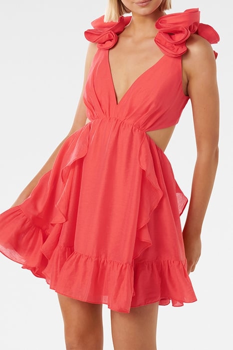 RUFFLE MINI DRESS COCKTAIL CHERRY 5