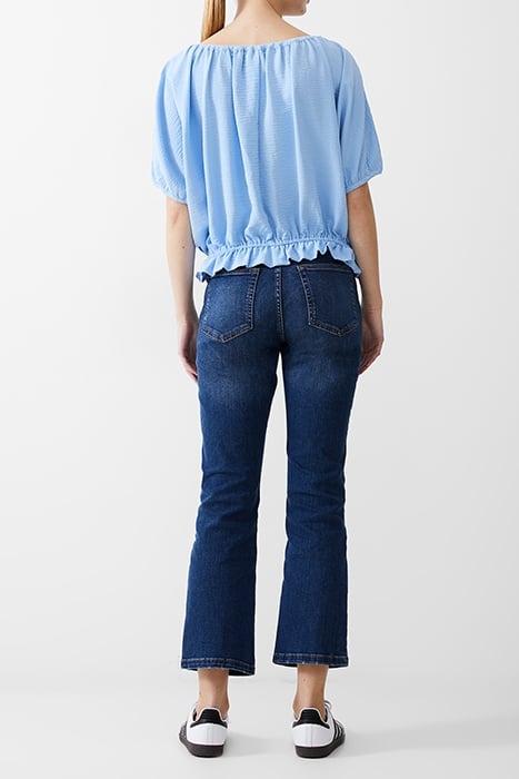 BUTTON CRINKLE PEASANT TOP PLACID BLUE 3