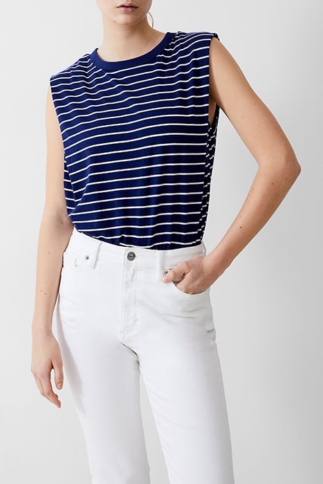 PADDED SHOULDER STRIPE TANK DK NAVY/WHITE 1
