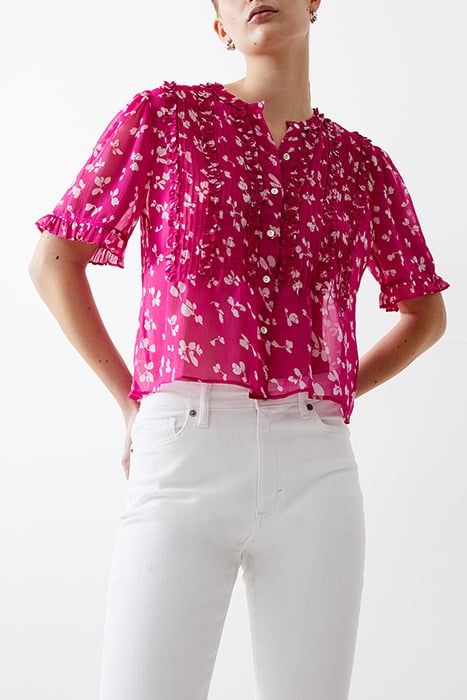 BONITA S/S RUFFLE TOP WILD ROSA 4