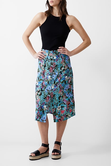BLOSSOM DRAPEY BTN MIDI SKIRT STILL WATER 2