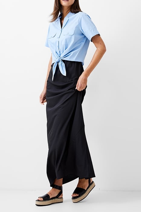 TIE FRONT POPLIN SHIRT PLACID BLUE 2