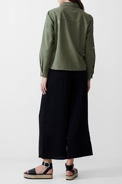 LINEN BLEND VEE PLACKET TOP KHAKI 3