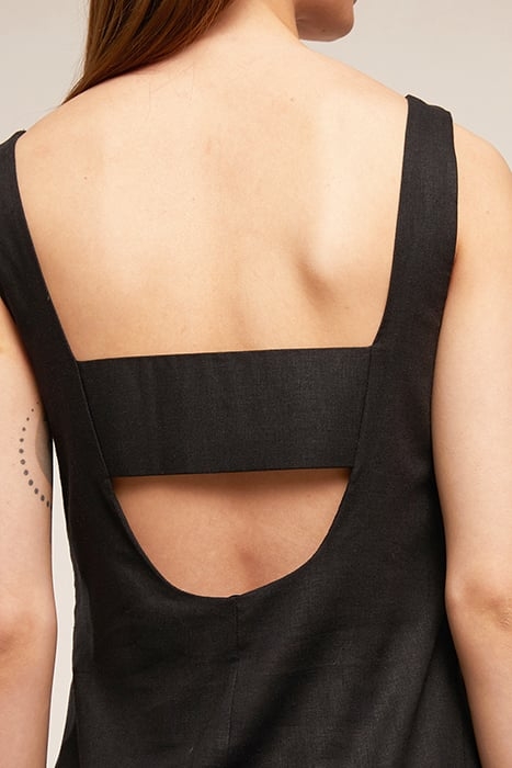 VISCOSE LINEN SUMMER SHEATH DRESS BLACK 6