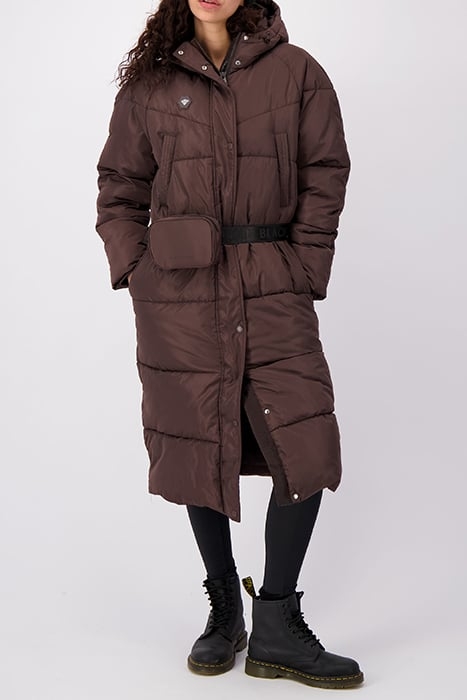 BELTED PUFFER COAT BROWN 2