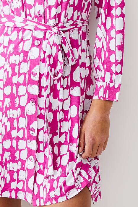 RILEY HENLEY DRESS KNEE WILD ROSA/IVORY 4