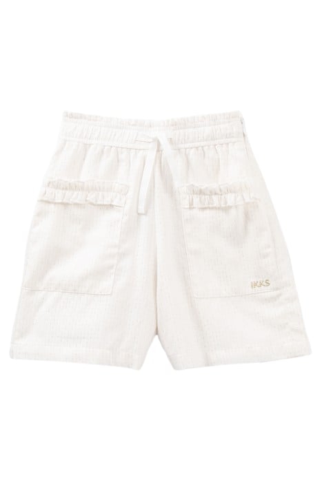 GIRL'S WHITE JACQUARD SHORTS WITH GOLD STRIPES 1