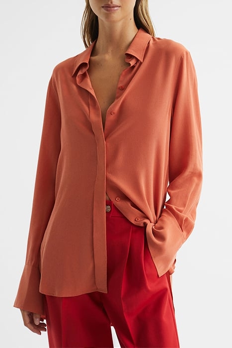 EDEN-MATTE BUTTON-DOWN SHIRT ORANGE 1