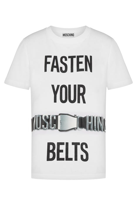 FASTEN YOUR BELTS ORGANIC JERSEY T-SHIRT WHITE 3