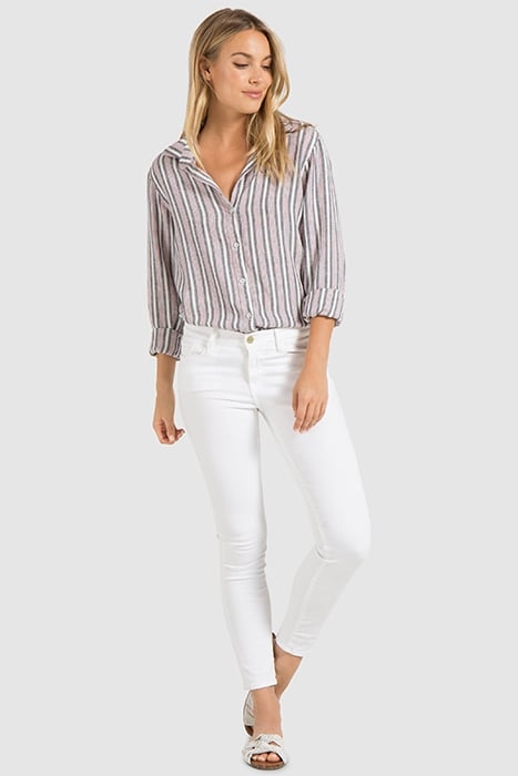 FRAYED HEM BUTTON DOWN AMERICANA STRIPE 2