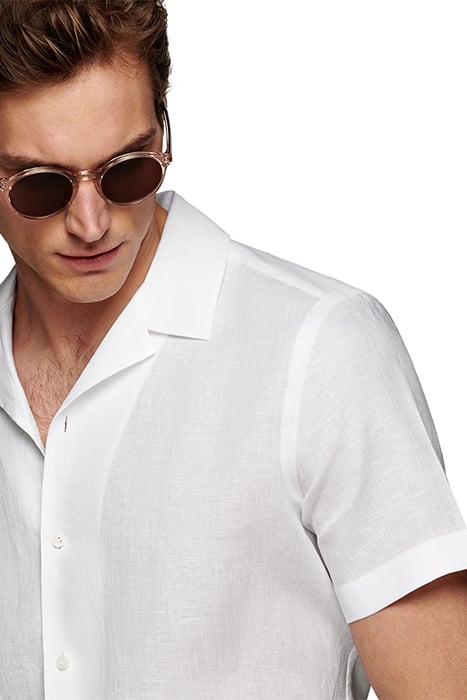 WHITE CAMP COLLAR SLIM FIT SHIRT WHITE 7