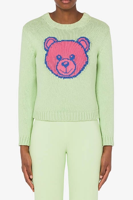 MOSCHINO TEDDY BEAR COTTON SWEATER GREEN 1