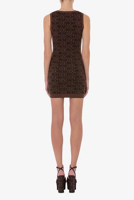 ALLOVER LOGO WOOL DRESS BROWN 2