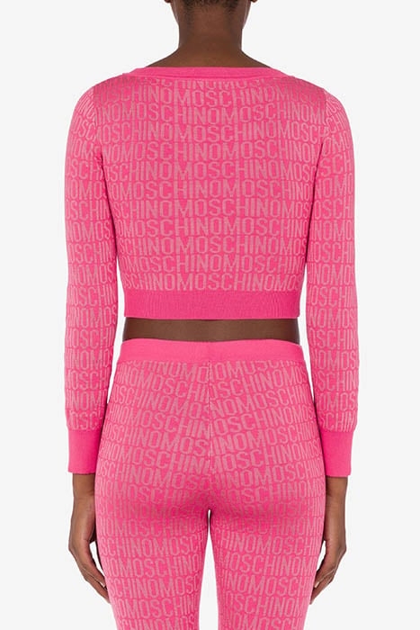 ALLOVER LOGO WOOL SHORT SWEATER FUCHSIA 2