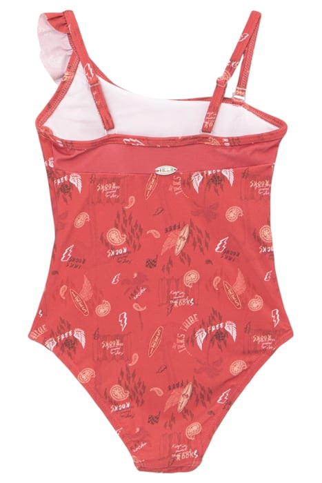 GIRLS’ RED SURF-ROCK PRINT SWIMSUIT 2