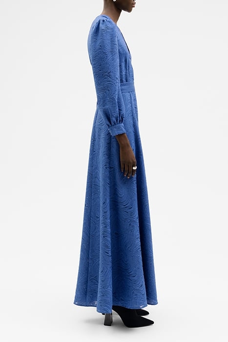 NICOLIN LONG MIDI LENGTH DEEP V-NECK DRESS OCEAN BLUE 4