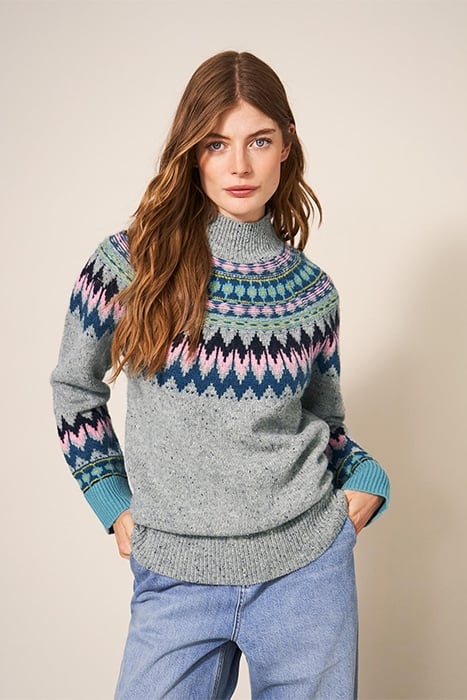 IZZY FAIRISLE JUMPER GREY 1