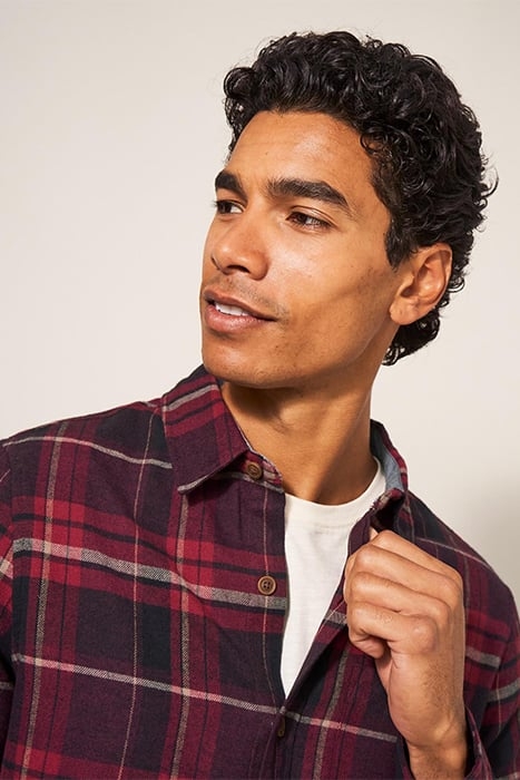 MOXLEY BRUSHED CHECK SHIRT DARK RED 4