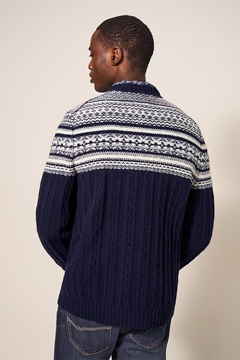 CABLE FAIRISLE CREW DARK NAVY 2