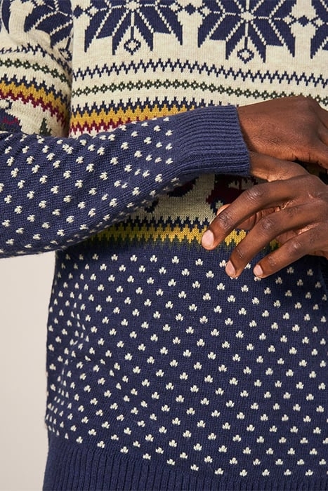 NOVELTY FAIRISLE CREW NAVY 5