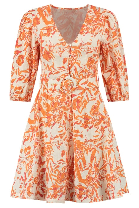 RACHEL STRUCTURE DRESS SUN ORANGE/CREAM 1