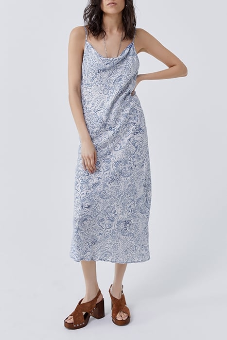 BLUE BANDANA PRINT MIDI DRESS WITH STRAPS BANDANA BLUE 1