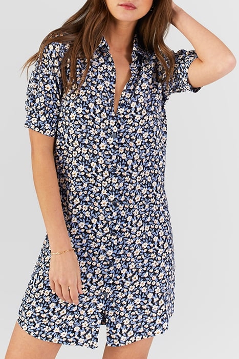 COBALT MINI FLOWER SHIRT DRESS COBALT 1