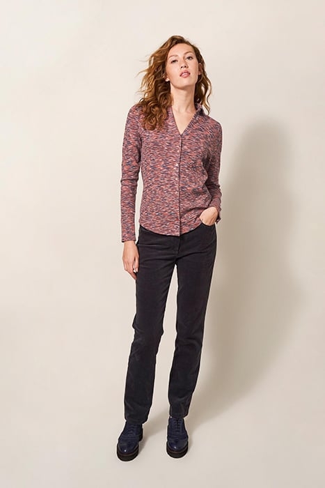 ROSIE RIB JERSEY SHIRT ORANGE MULTI 2