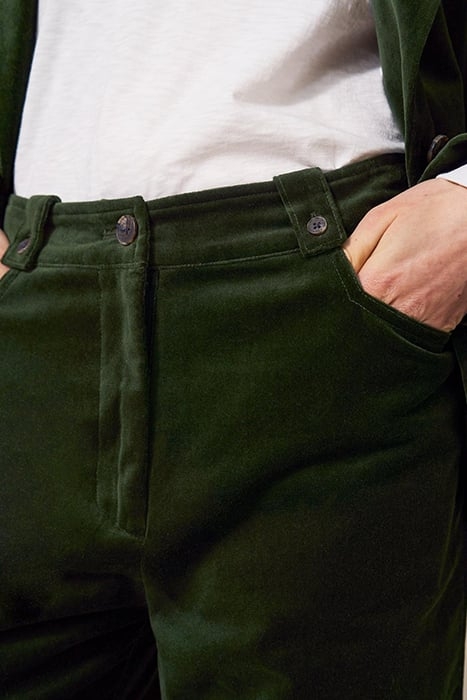 BELLE VELVET CROPPED WIDE LEG DARK GREEN 4