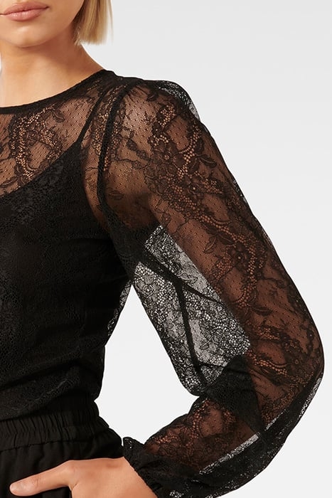 ALEXIS ROUND NECK LACE TOP BLACK 6