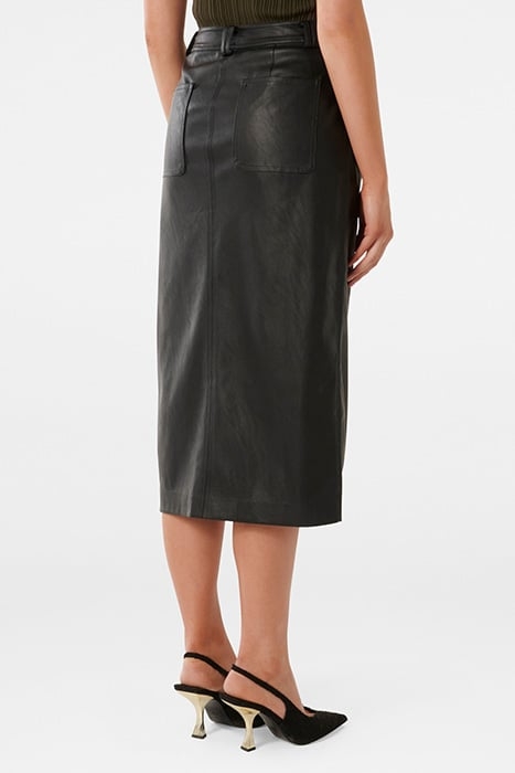 TIANA VEGAN LEATHER MIDI SKIRT BLACK 2