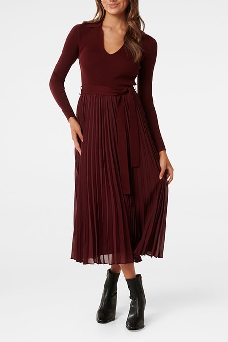 POSEY PETITE WOVEN MIX DRESS DARK BERRY 1