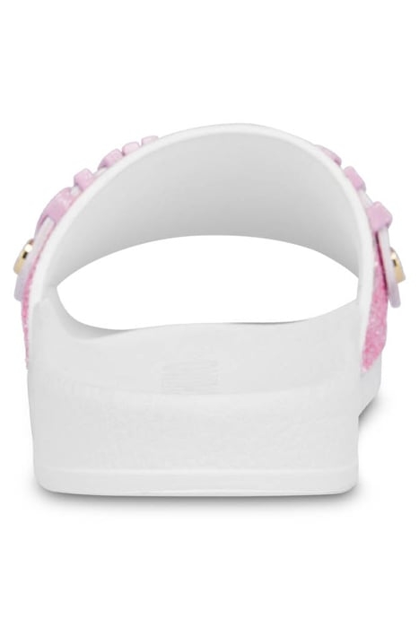 LETTERING LOGO GLITTER POOL SLIDES WHITE 3