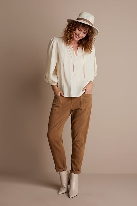 TOP SHORT SLEEVES LYOCELL COTTON IVORY 2