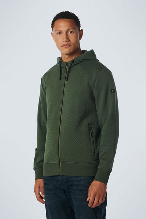 SWEATER HOODED FULL ZIPPER DOUBLE LAYER JACQUARD STRETCH DAR 1