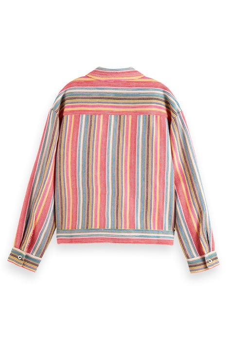 SHORT TRUCKER JACKET IN MULTI COLOUR STRIPE VIBRANT STRIPE 5