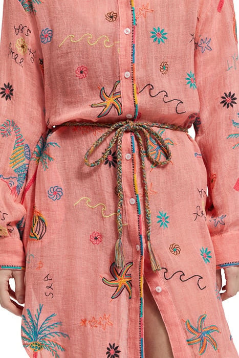 OVERSIZED SHIRT DRESS WITH MULTICOLOR EMBROIDERY SEA LIFE EM 7