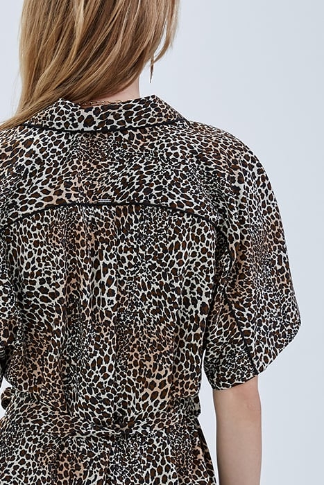 COGNAC SHIRT DRESS WITH BABY LEOPARD PRINT 5