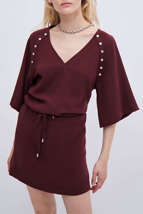 GARNET DRESS WITH PRESS STUD DECOR 5