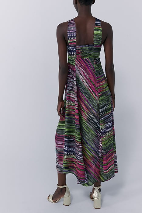 PRINTED LONG DRESS WITH TIED NECKLINE 2