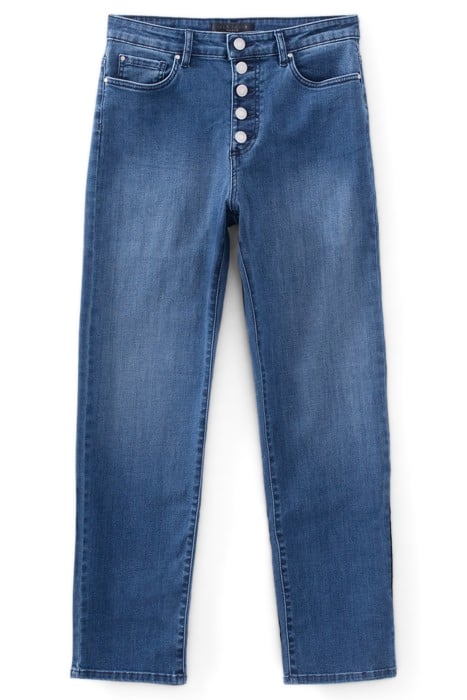 BLUE STRAIGHT CROPPED HIGH-WAIST SCULPT-UP JEANS 4