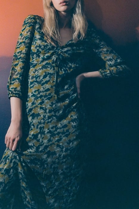 LICHEN LONG DRESS WITH GREEN CAMOUFLAGE PRINT 7
